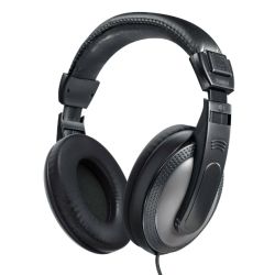 Hama (Shell) Headphones, 3.5mm Jack (6.35mm Adapter), 40mm Drivers, 2m Cable, Padded Headband, Black/Dark Grey