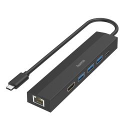 Hama USB-C 3.2 Gen1 Hub w/ HDMI & LAN - 3x USB-A, 1x USB-C, 1x HDMI, 1x GB LAN, USB Powered