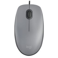 Logitech M110 Silent Wired Optical Mouse, USB, 1000 DPI, Ambidextrous, Mid Grey