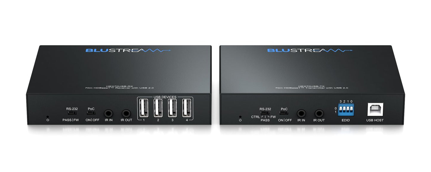 Blustream HEX70USB-KIT AV extender AV transmitter & receiver Black