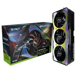 Palit GameRock RTX5070 Ti, PCIe5, 16GB DDR7, HDMI, 3 DP, 2452MHz Clock, RGB Lighting