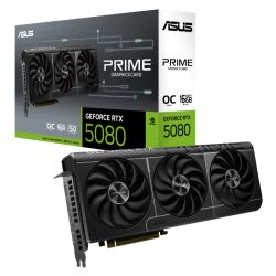 Asus PRIME RTX5080 OC, PCIe5, 16GB DDR7, HDMI, 3 DP, 2685MHz Clock, Overclocked, Compact 2.5 Slot Design