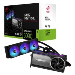 Asus ROG ASTRAL LC RTX5090 OC with 360mm Liquid Cooler, PCIe5, 32GB DDR7, 2 HDMI, 3 DP, 2610MHz Clock, RGB Lighting, Overclocked