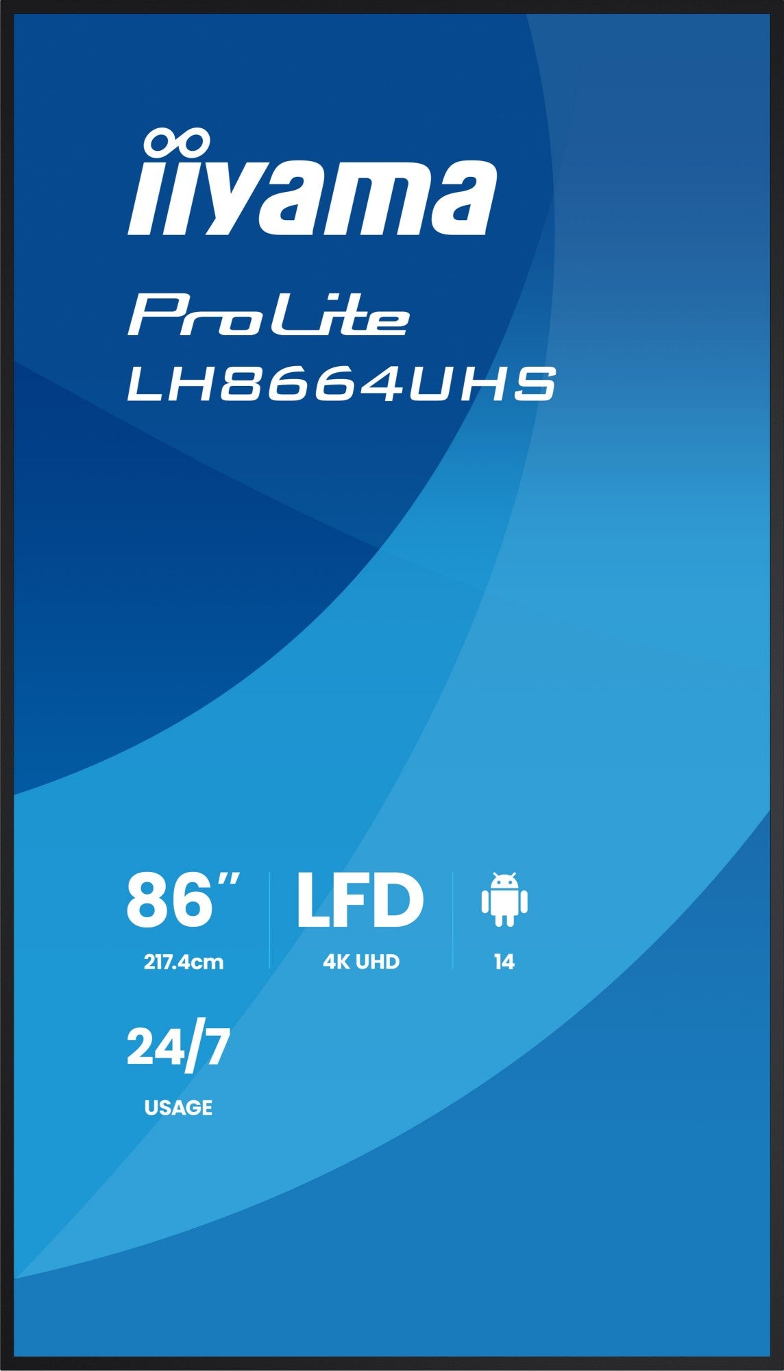 iiyama LH8664UHS-B3AG Signage Display Digital signage flat panel 2.17 m (85.6") Wi-Fi 500 cd/m² 4K Ultra HD Black Built-in processor Android 24/7