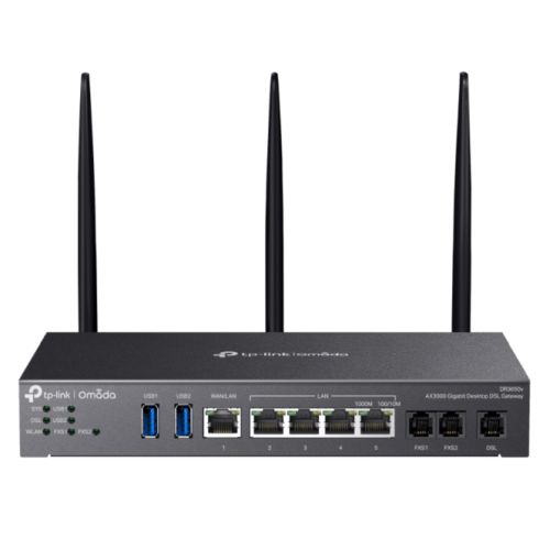 TP-LINK (DR3650v) Omada AX3000 Wi-Fi 6 Gigabit Desktop DSL Gateway, Dual Band, VDSL2 35b, USB 3.0, VoIP Support, Centralized
Management, Mesh Technology