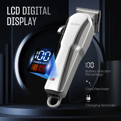 Sejoy Professional Hair Cutting Machine Hair Cutting Kit Cordless Barber Clipper Set with LED Display Hair Clippers for Men
