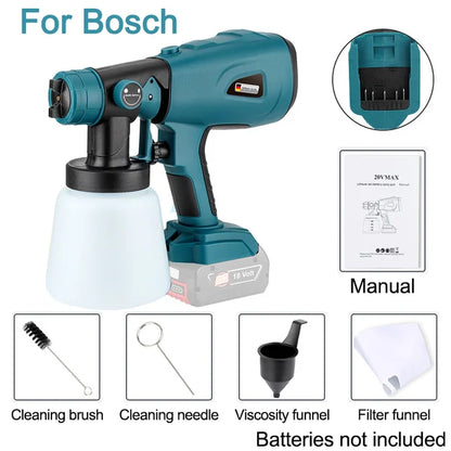 800ML Electric Spray Gun for Makita/Bosch/Dewalt/Ryobi/Milwaukee 18V 20V Lithium Battery,Cordless Paint Sprayer
