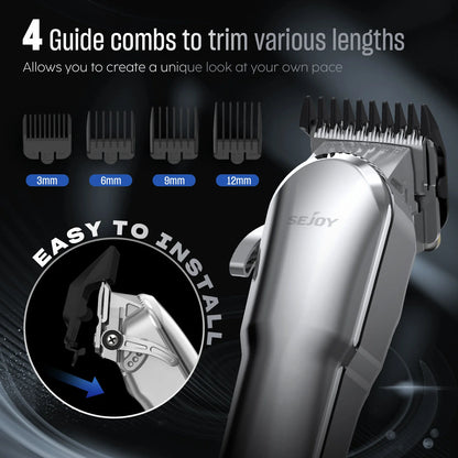 Sejoy Professional Hair Cutting Machine Hair Cutting Kit Cordless Barber Clipper Set with LED Display Hair Clippers for Men