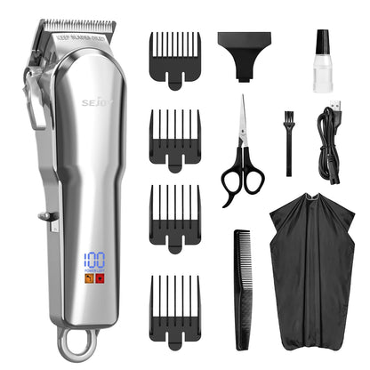 Sejoy Professional Hair Cutting Machine Hair Cutting Kit Cordless Barber Clipper Set with LED Display Hair Clippers for Men