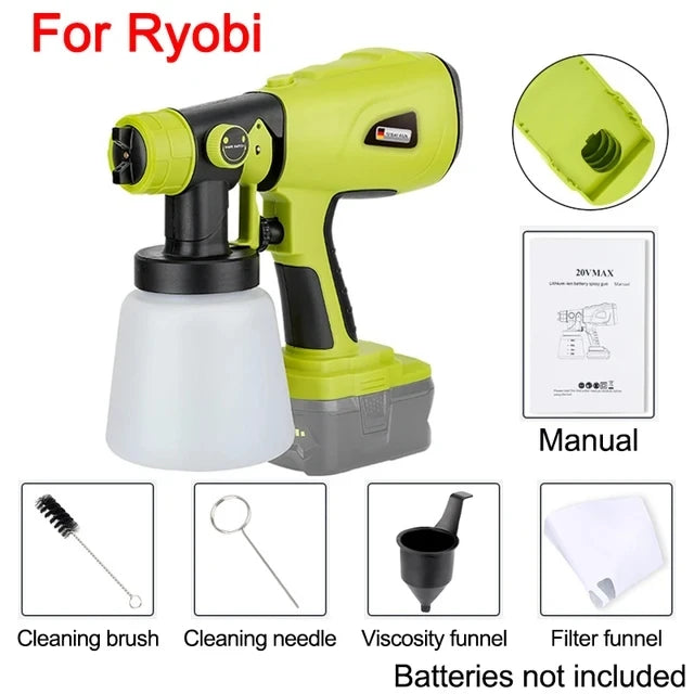800ML Electric Spray Gun for Makita/Bosch/Dewalt/Ryobi/Milwaukee 18V 20V Lithium Battery,Cordless Paint Sprayer