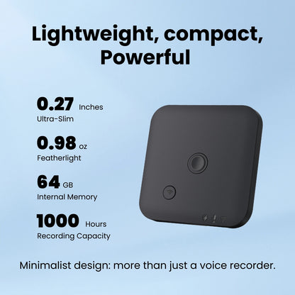 AI-Powered Voice Recorder and Call Recorder with Speech-to-Text & Summarization, Supports 100 Languages, 64GB Storage