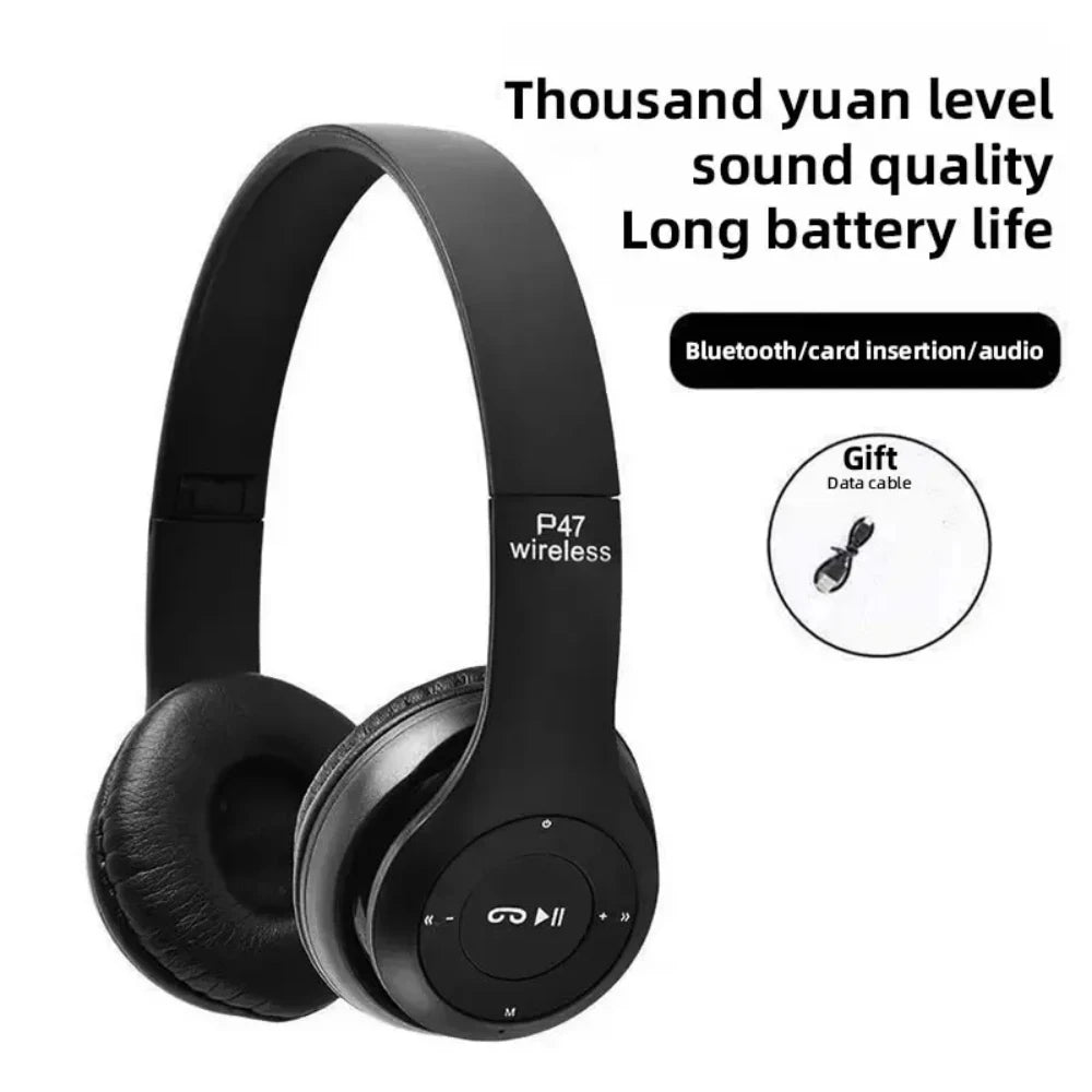 P47 Wireless Headphones Bluetooth 5.0 Earphones Foldable HIFI Stereo Bass for Music Gaming Kid Girl Earphone for Smartphone