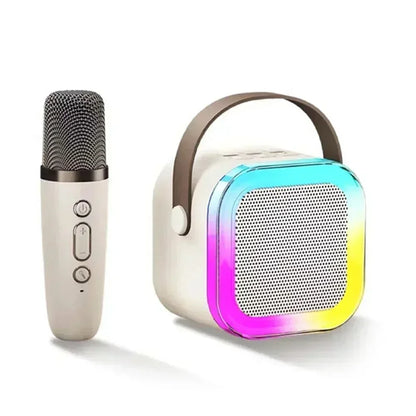 Portable Wireless Karaoke Speaker with Microphone KTV Speaker Subwoofer with RGB Colorful LED Lights Karaoke Machine for Outdoor