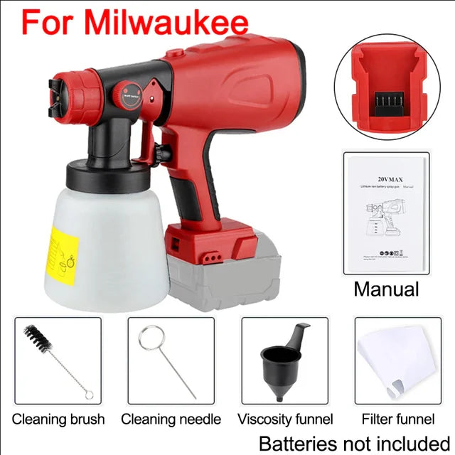 800ML Electric Spray Gun for Makita/Bosch/Dewalt/Ryobi/Milwaukee 18V 20V Lithium Battery,Cordless Paint Sprayer