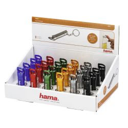Hama (2-in-1) LED Torch with Bottle Opener x24 Multipack, 4 Lumen, Keyring, Various Colours, Display Case
