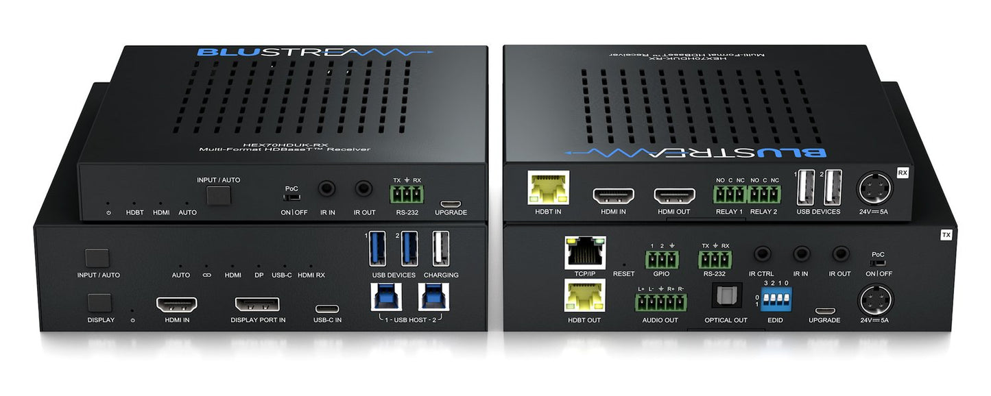 Blustream HEX70HDUK-KIT AV extender AV transmitter & receiver Black