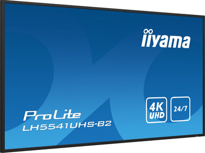 iiyama LH5541UHS-B2 Signage Display Kiosk design 138.7 cm (54.6") LCD 500 cd/m² 4K Ultra HD Black Built-in processor 24/7