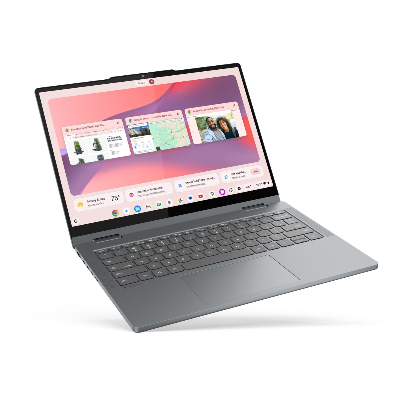 Lenovo Chrome 2in1 14IRU10 Intel Core 5 120U Chromebook 35.6 cm (14") Touchscreen WUXGA 8 GB LPDDR5-SDRAM 128 GB UFS Wi-Fi 6E (802.11ax) ChromeOS English Grey