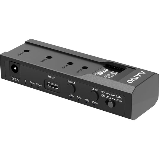 Maiwo USB Type-C, Dual Bay HDD/NVMe M2 SSD 10Gbps Clone Converter For 2.5" and 3.5" SATA