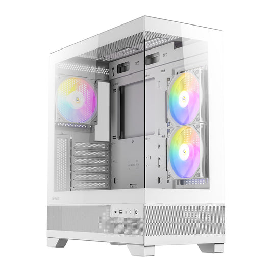 ANTEC CX700 Mid Tower Gaming Case, White, 270 Full-View Tempered Glass, 3 x 120 mm ARGB PWM Fans, 1 x USB 3.0 / 1 x USB Type-C, ATX, Micro ATX, ITX