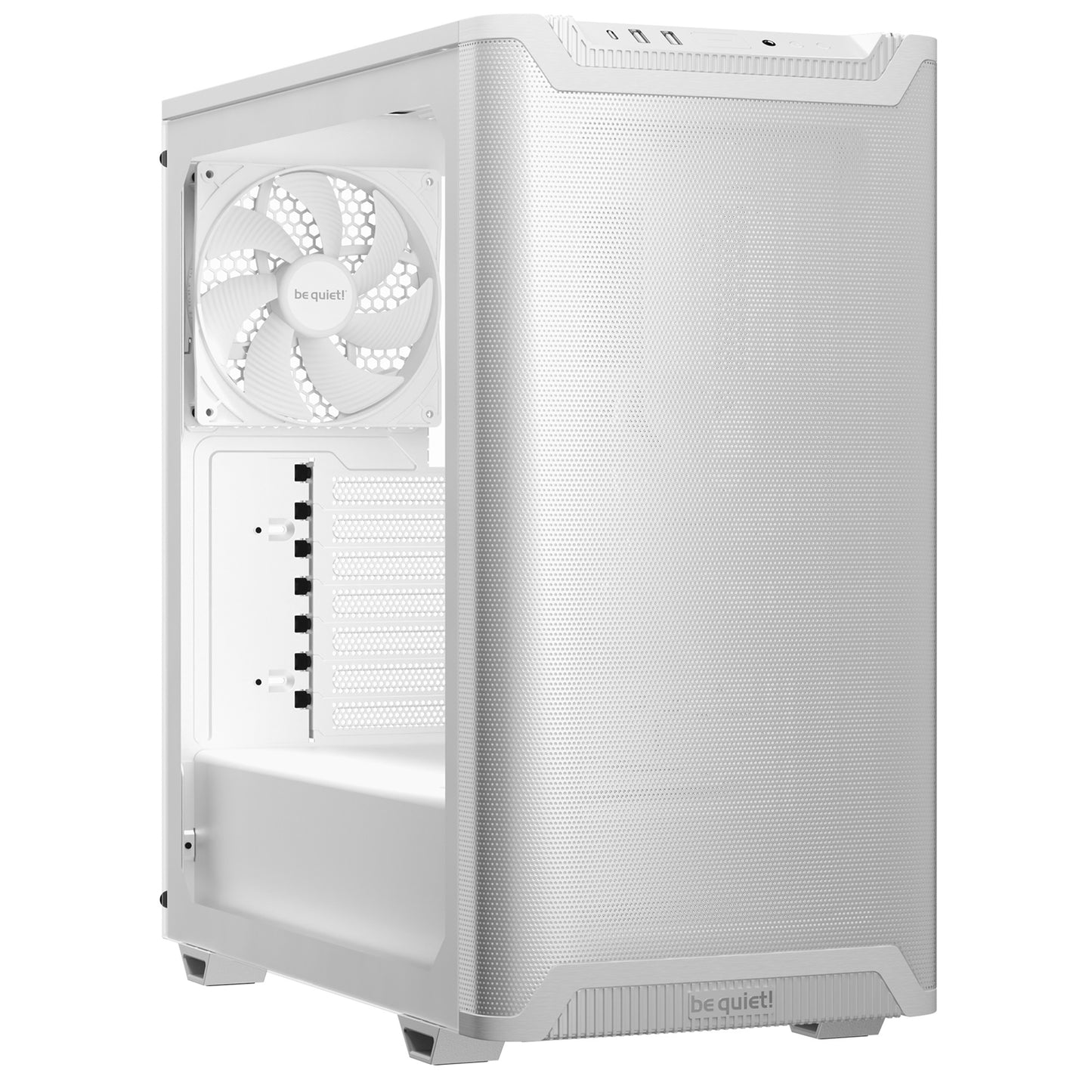 be quiet! Pure Base 501 Airflow Window White ATX Mid Tower Case with USB-A, USB-C, 2 x Pure Wings 2 140mm Black PWM Fans, Sleek Front Panel and Airflow Cover