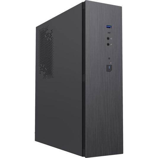 CiT S8i SFF Micro-ATX PC Case - 8.3L Compact Desktop Chassis, Brushed Front, 1 x 80mm Fan, 2 x USB 3.0, TFX PSU Support, Black