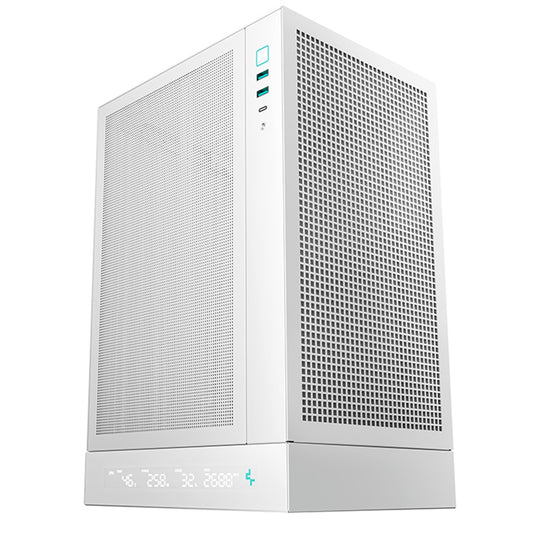 Deepcool CH170 Digital White Mini-ITX Case - High Airflow, Supports Water Cooling, Ultra-Quiet Operation, Compact Design for Efficient Space Management