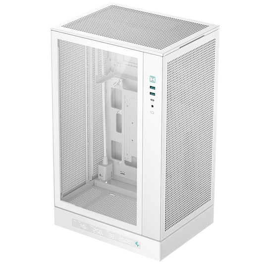 DeepCool CH270 Digital Micro-ATX Case, Mini-Tower PC Case with Tempered Glass Side Panel, USB-C Port, High Airflow Support for 360mm Radiator, ATX PSU, White