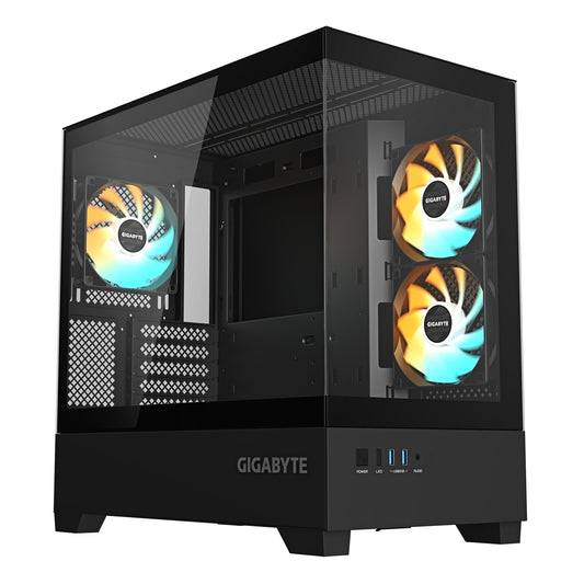 GIGABYTE C201 PANORAMIC RGB Gaming PC Case, Tempered Glass, Optimized Airflow, mini-ITX/m-ATX
