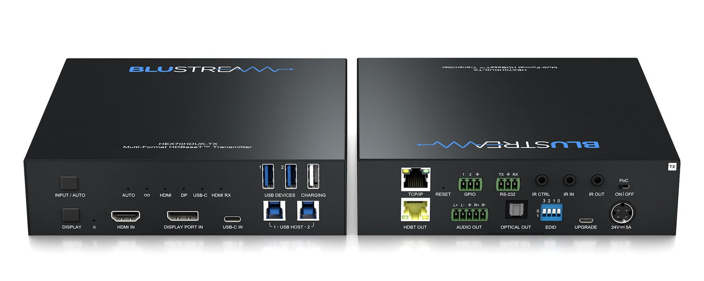 Blustream HEX70HDUK-KIT AV extender AV transmitter & receiver Black