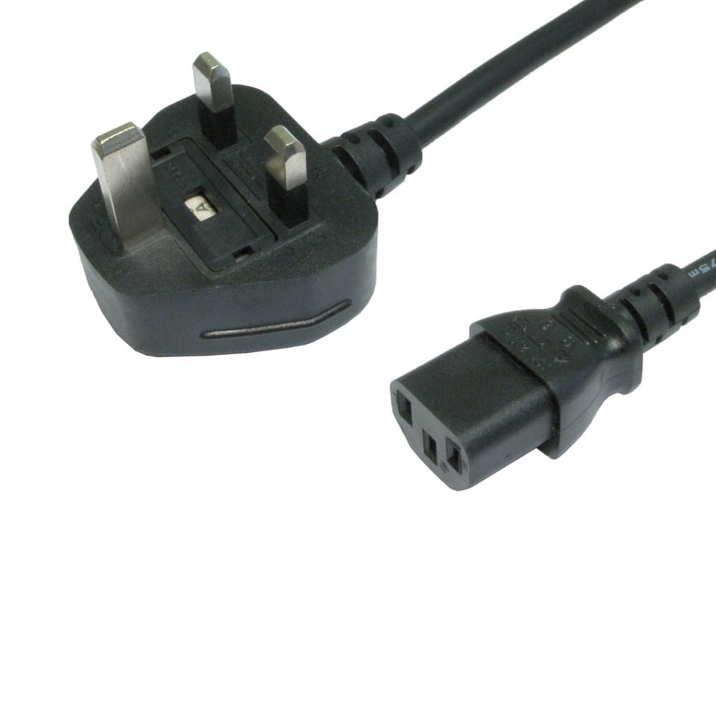 10m UK 3 Pin Plug To IEC C13 (Kettle) 13 Amp Fuse Mains Extension Cable - Black
