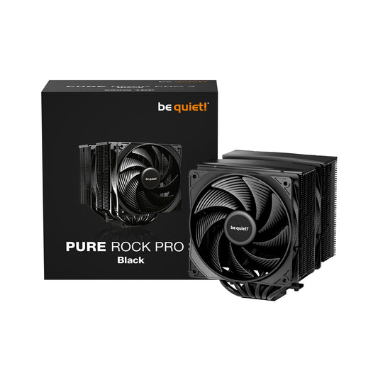 be quiet! Pure Rock Pro 3 CPU Cooler, Black, Universal Socket, 2 x Pure Wings Fans, 2000RPM, only 34.8dB(A) at maximum fan speed, 250W TDP, 3-year manufacturer's warranty