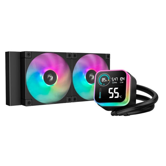 DeepCool LQ240 240mm AIO Liquid CPU Cooler, Segment LCD Display, Dual ARGB PWM Fans, Anti-Leak Tech, DeepCreative Software, Intel LGA1851/1700 & AMD AM5/AM4 Compatible