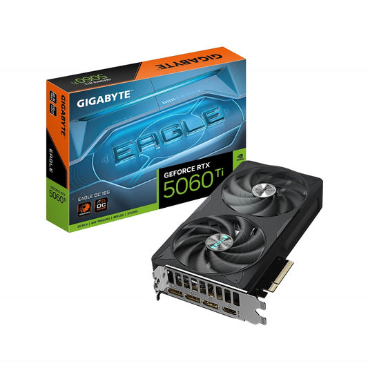 Gigabyte NVIDIA GeForce RTX 5060 Ti Eagle OC 16GB GDDR7 Graphics Card, 4608 CUDA Cores, 2617 MHz Core Clock, Dual Fan, 3x DisplayPorts / 1x HDMI Ports