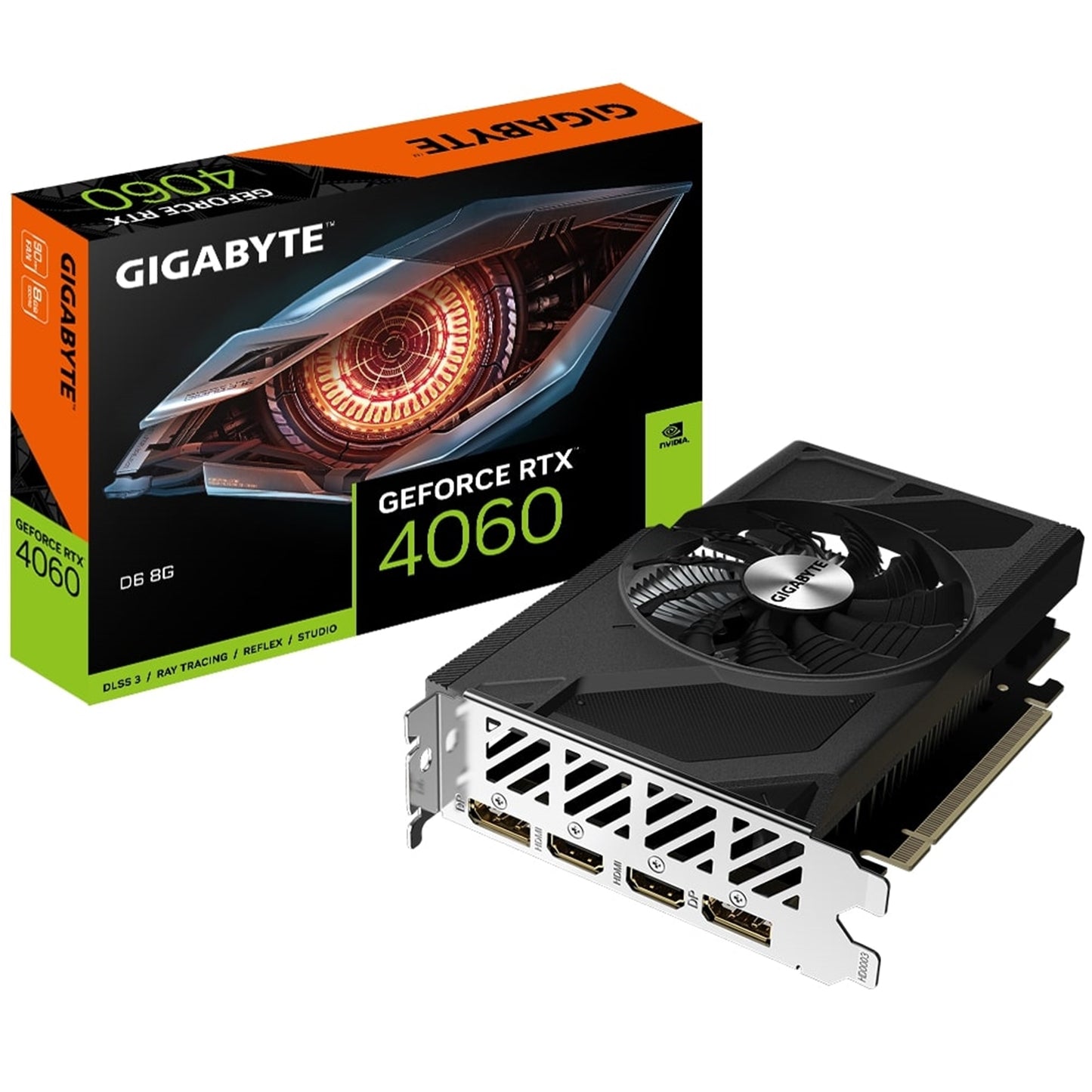 Gigabyte NVIDIA GeForce RTX 4060 D6 8GB GDDR6 Graphics Card,  3072 CUDA Cores, 2460 MHz Core Clock, Single Fan, 2x DisplayPorts / 2x HDMI Ports