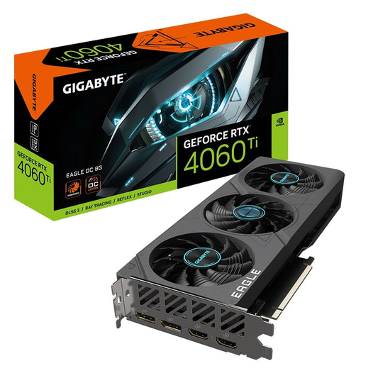 Gigabyte NVIDIA GeForce RTX 4060 Ti EAGLE OC 8G Graphics Card, 8GB GDDR6, 4352 CUDA Cores, 2550 MHz Core Clock, Triple Fan, 2x DisplayPorts / 2x HDMI Ports