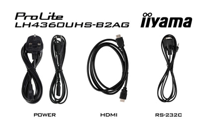 iiyama LH4360UHS-B2AG Signage Display Digital A-board 108 cm (42.5") LED Wi-Fi 500 cd/m² 4K Ultra HD Black Built-in processor Android 11 24/7
