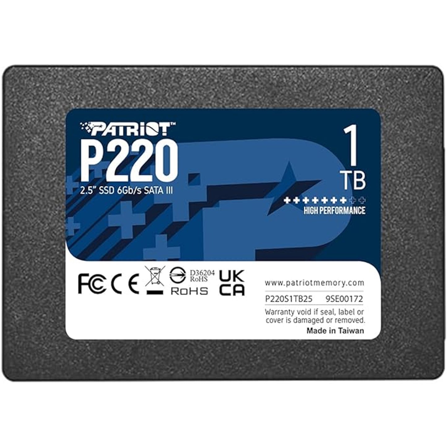 Patriot P220 (P220S1TB25) 1TB 2.5 Inch SSD, Sata 3 Interface, Read 520MB/s, Write 430MB/s, 3 Year Warranty