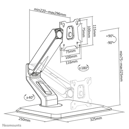Neomounts FPMA-D885BLACK Monitor stand 15-32" - gas spring
