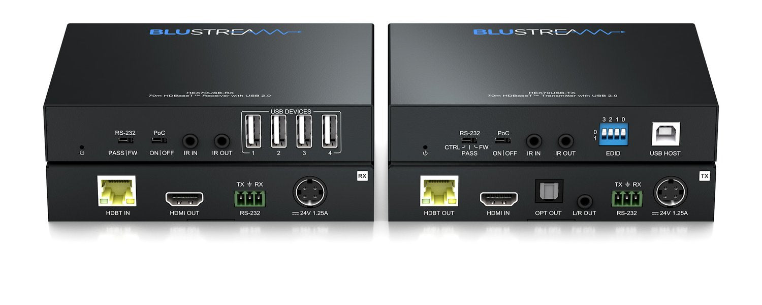 Blustream HEX70USB-KIT AV extender AV transmitter & receiver Black