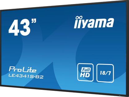 iiyama PROLITE LE4341S-B2 Digital signage flat panel 108 cm (42.5") LCD 350 cd/m² Full HD Black 18/7