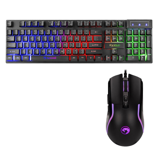 Marvo Scorpion Keyboard and Mouse Bundle featuring Marvo Scorpion K605 3 Colour LED Backlit USB 2.0 Frameless UK Layout Gaming Keyboard & Marvo Scorpion M292 Capo 20 USB RGB Programmable Gaming Mouse