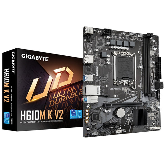 Gigabyte H610M K V2 DDR5 Intel Socket 1700 Micro ATX Motherboard, PCIe 4.0 Design, Gen3 x4 M.2 ,GbE LAN ,Anti-Sulfur Resistor, Smart Fan 6