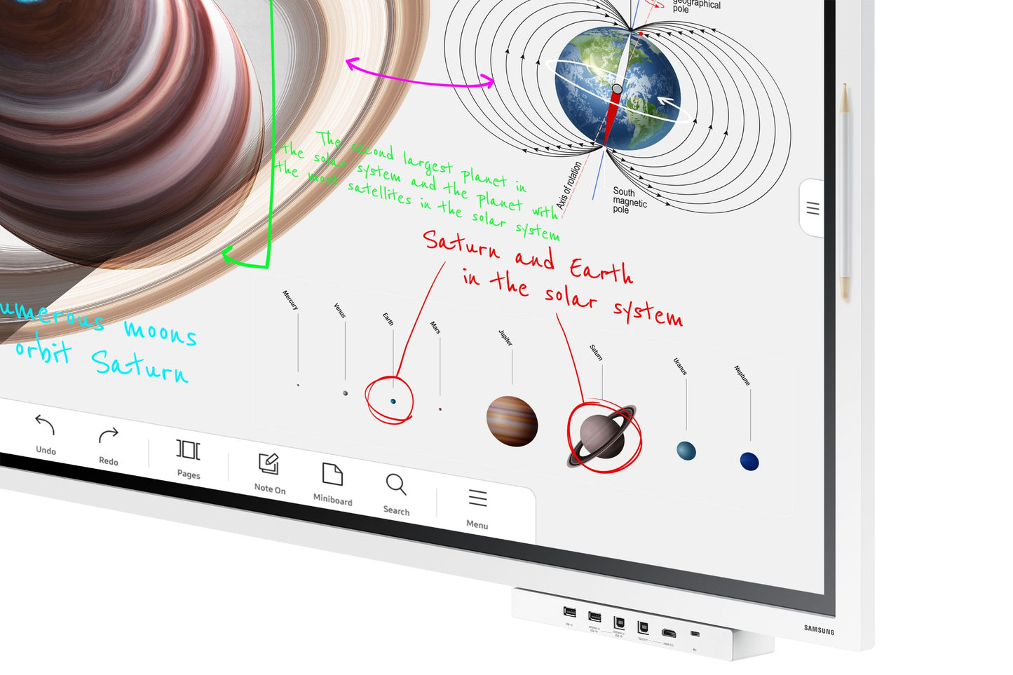 Samsung WM65B interactive whiteboard 165.1 cm (65") 3840 x 2160 pixels Touchscreen Grey, White