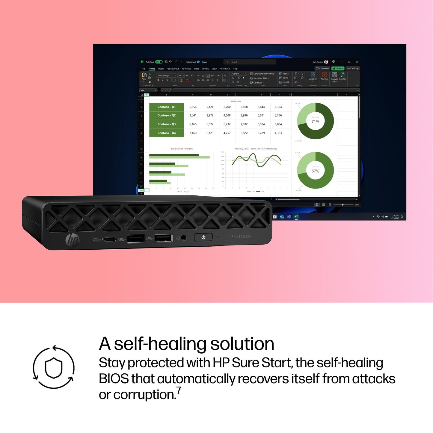 HP ProDesk 4 G1i AI PC Intel Core Ultra 5 235T 16 GB DDR5-SDRAM Windows 11 Pro Mini PC