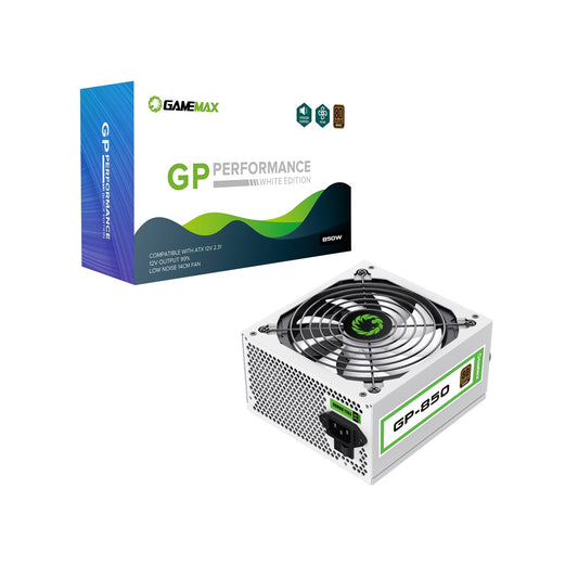 GameMax GP-850 850W 80 Plus Bronze Certified Power Supply Unit with Ultra Silent 140mm White Fan, High Efficiency, and Reliable Performance for Gaming and Office PCs