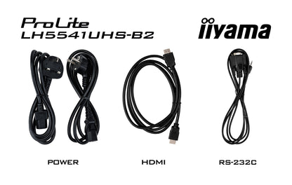 iiyama LH5541UHS-B2 Signage Display Kiosk design 138.7 cm (54.6") LCD 500 cd/m² 4K Ultra HD Black Built-in processor 24/7