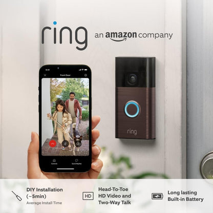 Ring Battery HD Video Doorbell (2024 release) Wireless Venetian Bronze Brand New