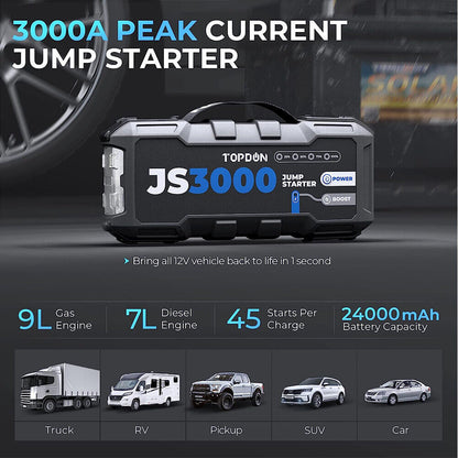 JumpSurge3000 JS3000 3000A USB Car Jump Starter Booster Pack PowerBank UK
