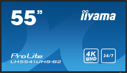 iiyama LH5541UHS-B2 Signage Display Kiosk design 138.7 cm (54.6") LCD 500 cd/m² 4K Ultra HD Black Built-in processor 24/7